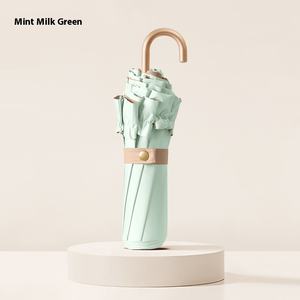 Sombrilla Portátil Ligera Goddess, Color Sólido, Encaje, Protección UV, Plegable en Tres Partes, Función Impermeable, Estilo Fresco - Product Image 6