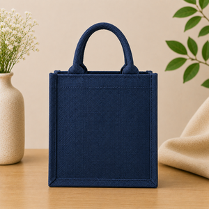 Sac cadeau non tissé bleu marine Bloom Where You Are Planted, sac fourre-tout écologique avec motif floral - Product Image 6
