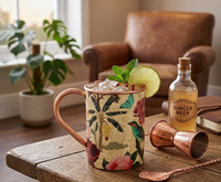 Taza de cobre impresa del producto más vendido de 2025 con mango de cobre puro para artículo de regalo Tapa a prueba de fugas, aislamiento al vacío, taza de café