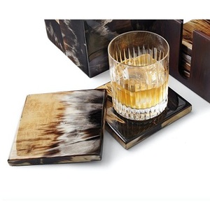 Premium Design Horn Coaster Buffalo horn Coaster Tea Coaster Place Mats Natural Square Horn Coaster At factory Wholesale Price - Product Image 1