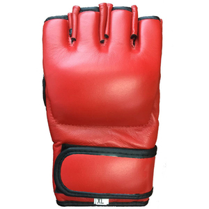 Gants de boxe MMA en cuir rouge pour adultes, avec sangle de poignet réglable, antidérapants, équipement d'arts martiaux - Product Image 6