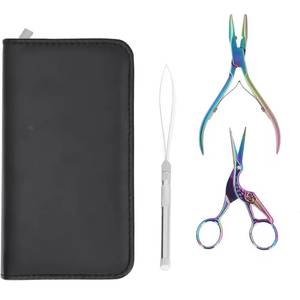 Ensemble de pinces pour extensions de cheveux Morje Surgical en acier inoxydable couleur arc-en-ciel pour l'installation et le retrait avec étui de transport - Product Image 5