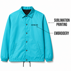Vestes de coach en gros sous marque privée, coupe-vent personnalisé avec logo, boutons-pression et ourlet à cordon de serrage - Product Image 6
