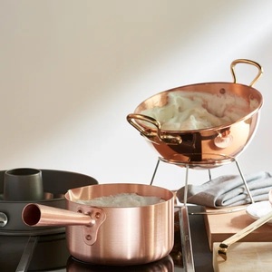 Marmite en cuivre de luxe en gros, 1 pièce, mini-marmite à fondue en cuivre massif de calibre lourd, marmite à mousse de lait professionnelle pour restaurant et barista - Product Image 2
