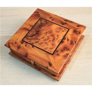 Handmade Burl Wood Jewelry <b>Box</b> 4-<b>Drawer</b> Rotating <b>Storage</b> Organizer Vintage Luxury Decorative Wooden Treasure Case for Gifts - Product Image 4