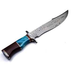 Cuchillo Bowie de Caza de Acero de Damasco Forjado a Mano Personalizado, con Mango de Madera, OEM Disponible, el Mejor Cuchillo para Camping, Supervivencia y Caza al Aire Libre - Product Image 1