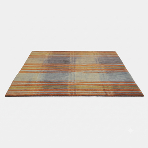 Rust Orange Grey Geometric Pattern 100% New Zealand Wool <b>Rug</b> Hand Tufted Non-Slip Washable for Living Room Bedroom Hotel Use - Product Image 2