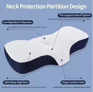 Almohada de contorno de doble zona de espuma viscoelástica ortopédica de lujo alivio del dolor de cuello y hombros cervicales para personas que duermen de lado - Product Image 4
