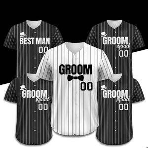 Maillot de baseball noir personnalisé Groom 00, impression sublimée, respirant, à manches courtes, vêtements de sport pour hommes adultes - Product Image 3