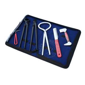 Kit d'outils professionnels pour ferrage de chevaux avec coupe-ongles noir, testeur de douleur, extracteur de clous, polisseur, cloueur et ramasse-clous - Product Image 1