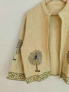 Chaqueta de Algodón con Estampado de Bloques, Estilo Boho, para Mujer, Prenda Étnica, Hecha a Mano, Regalo para Fiestas - Product Image 3