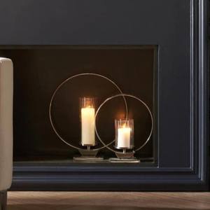 เชิงเทียนโลหะทรงกลมสีทองทันสมัยพร้อมปลอกแก้วทรงเรขาคณิตสำหรับงานแต่งงานในตะวันออกกลาง - Product Image 3