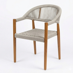 Chaises de restaurant en teck massif avec cadre en bois et corde robuste, design moderne pour l'extérieur, salon, hôpital - Product Image 1