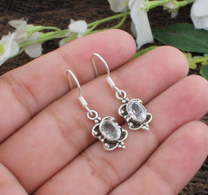 Boucles d'oreilles en topaze bleue naturelle de Londres, argent sterling 925, pierres précieuses facettées, pendantes, élégantes, cadeau d'anniversaire pour femmes - Product Image 3
