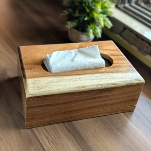 Boîte à mouchoirs en bois artisanale élégante, design moderne, finition naturelle, grande taille, surface de fabrication haut de gamme à prix abordable - Product Image 5