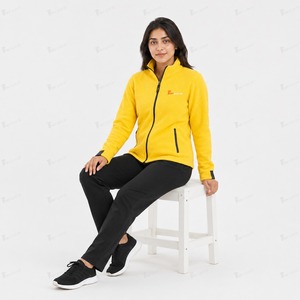 Chaqueta de Forro Polar Amarilla para Mujer, con Cierre Completo, Cuello Alto, Manga Larga, Ecológica, de Secado Rápido, Transpirable y Cálida para Invierno - Product Image 3