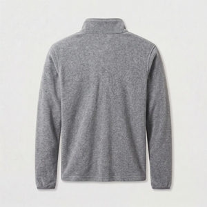Pull en molleton gris à col montant et fermeture éclair quart de tour pour homme Dumela avec logo brodé, coupe classique, vêtement décontracté d'automne - Product Image 2