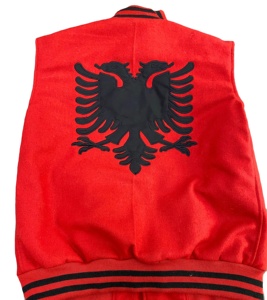 Blouson Bomber d'Hiver pour Homme Coupe-Vent % Corps en Laine avec Manches en Cuir de Vachette Véritable Haute Qualité - Product Image 3