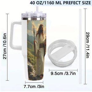 Stainless Steel Tumbler 40oz <b>Large</b> Capacity Insulated Travel <b>Mug</b> With Handle For Outdoor Use - Product Image 4
