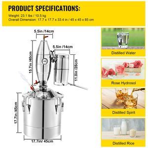 Destilador de Acero Inoxidable 304 de 18.5 Galones/70 Litros, Kit Casero para Destilación de Alcohol, Termómetro para Destilación de Agua - Product Image 2