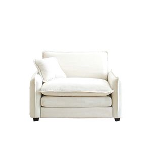 Divano singolo in velluto a coste beige con cuscino singolo, comodo per diverse occasioni - per soggiorno e camera da letto - Product Image 5