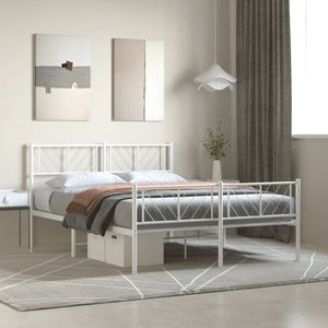 โครงเตียงเหล็กขนาดคิงไซส์เคลือบสีขาว - Product Image 1