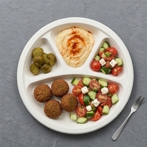 Assiette ronde biodégradable de 12 pouces avec quatre compartiments pour les repas à emporter, la rentrée scolaire et l'usage quotidien - Product Image 3