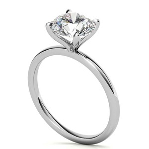 Anillo solitario de moissanita de corte redondo de 1.3 quilates, oro blanco macizo de 14K con engaste de garra, anillo de compromiso clásico para mujer - Product Image 4