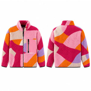 Veste polaire pour homme à blocs de couleur, épaisse, zippée, col montant, décontractée, chaude pour l'hiver, en sherpa - Product Image 1