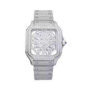 Reloj de Lujo para Hombre con Diamantes Cuadrados, Acero Inoxidable, Cuarzo Analógico, Cierre Desplegable, 38mm, Estilo Elegante para Vestir - Product Image 2