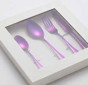 Ensemble de couverts en métal finition miroir violet, 4 pièces, résistant à la rouille, idéal pour les fêtes de style glamour et l'usage domestique - Product Image 6