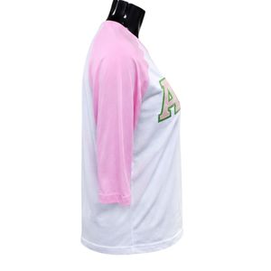 White Pink Baseball Shirt Women <b>Raglan</b> Sleeve Jersey Casual Sports <b>Top</b> Button Front Shirt Embroidered Letter Fashion Team - Product Image 3