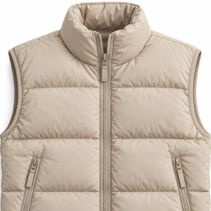 Unisex Beige Puffer Jacket Winter Warm Sleeveless Quilted <b>Gilet</b> High Collar <b>Lightweight</b> Custom Logo OEM Wholesale Casual Jacket - Product Image 5
