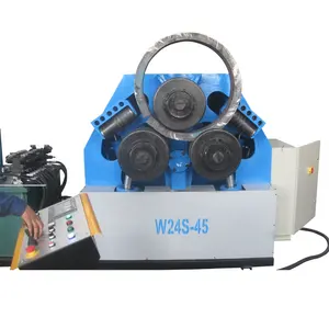 Factory price W24S-45 section vertical metal square tubing ring roll pipe bender aluminum profiles bending machine