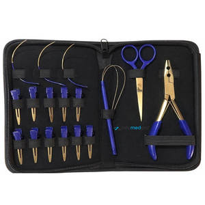 Kit d'outils professionnels pour extensions de cheveux, finition titane arc-en-ciel, pince à micro-anneaux, ciseaux, aiguille à boucle, ensemble complet pour salon - Product Image 2