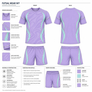 Ensemble de 2 maillots de football personnalisables à manches courtes, séchage rapide, violets, pour futsal, sublimation, entraînement de football - Product Image 6