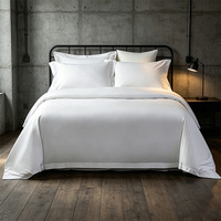 Parure de lit Super King 80x80 en coton satiné, ultra-luxe, douce et soyeuse, drap blanc uni, 4 pièces
