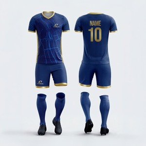 Competitive Summer Soccer Training Uniform Set with Short Sleeves <b>Socks</b> Printed Number 100% <b>Polyester</b> Anti-Bacterial Front Logo - Product Image 3