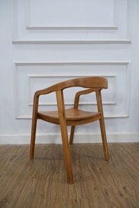Silla de Comedor de Madera de Teca Sólida, Sillón Curvo, Acabado Natural Minimalista, Silla Lateral de Madera para Restaurante, Hotel, Hogar - Product Image 3