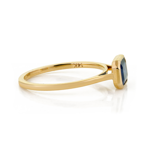 Elegant Classic Design Minimal Bezel <b>Set</b> Blue Sapphire Single Stone <b>Ring</b> Everyday Wear 14K Solid Yellow <b>Gold</b> Wholesale Jewelry - Product Image 5