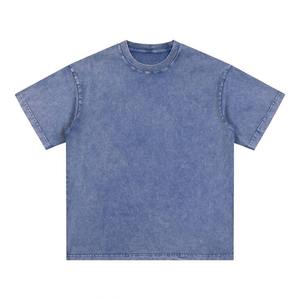 Oversized 100% Cotton Knitted Streetwear Contrast Stitch & Custom Logo Embroidery Acid Wash Breathable Fabric T shirts - Product Image 1