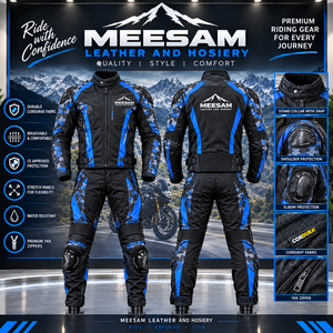 Conjunto de Chaqueta y Pantalones de Motociclismo para Hombre, Color Negro y Azul, con Protección CE - Product Image 1