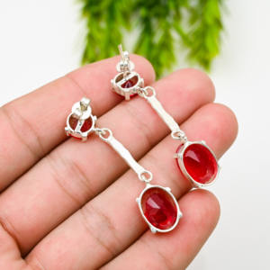Pendientes de Plata 925 con Granate Rojo de Lujo - Product Image 3