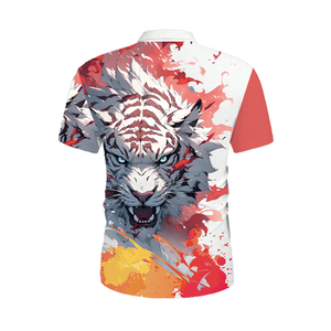 เสื้อโปโลลายเสือ 3 มิติ แบบสั่งทำพิเศษสำหรับผู้ชาย พิมพ์ลายแบบ Sublimation ทั่วตัว ซิป 1/4 สีขาว แดง เหลือง สไตล์สตรีทแวร์ ฮิปสเตอร์ เสื้อผ้าฤดูร้อน - Product Image 3