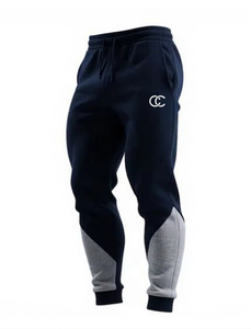 Pantalones Deportivos Negros para Hombre, Talla Grande, Algodón de Peso Medio, Estilo Ropa de Trabajo, Cintura con Cordón Ajustable, Logotipo Termotransferible en la Pierna Derecha - Product Image 2