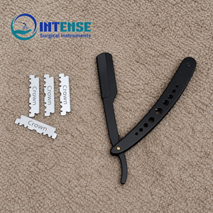 Professional Barber <b>Straight</b> Razor Black Folding Shavette with 4 Free Replaceable Blades - Product Image 6