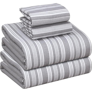 Parure de lit en coton à carreaux 4 pièces 300 fils/cm² tissée respirante toutes saisons pour la maison style minimaliste lavable en machine - Product Image 2