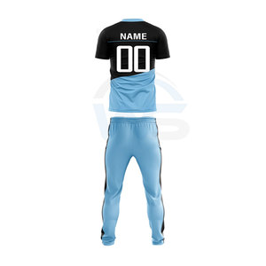 Conjunto de Uniforme de Cricket Personalizado para Hombre, Negro y Azul Claro, Poliéster Transpirable, Impresión por Sublimación, Ropa Deportiva para Equipo Adulto en Venta - Product Image 2