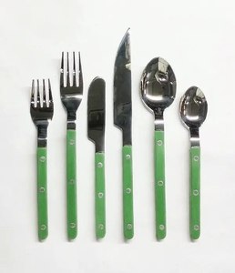 Premium Quality Modern Luxury Minimalist Style Stainless Steel Resin Wood Handles Durable Lightweight Portable Flatware <b>Set</b> - Product Image 4