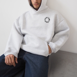 Sweat à capuche unisexe en coton épais de haute qualité 500 GSM, coupe ample, personnalisable avec logo, en molleton bouclette pour homme - Product Image 5
